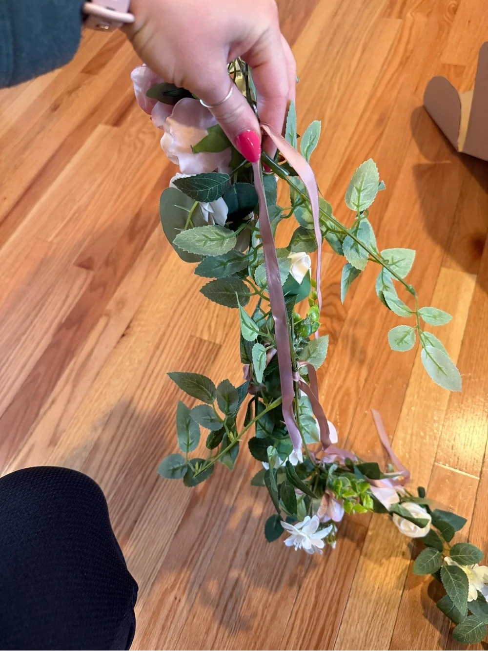 Artificial Rose and Eucalyptus Chair Back Garland - Blush Pink
